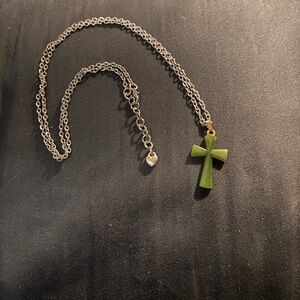 Green Cross Pendant Necklace